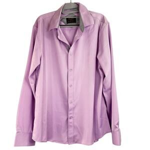 FLEX Men's Luxury Collection Italy Pink Silky Long Sleeve Dress Shirt Medium